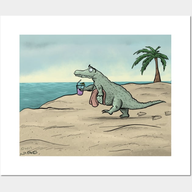 Gator at the Beach Wall Art by cartoonistnate